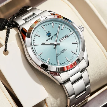 PAAZOMU Luxury Men Quartz Watch Waterproof Date Week Luminous Wristwatch Stainless Steel Men's Watches Male Clock Sports Reloj