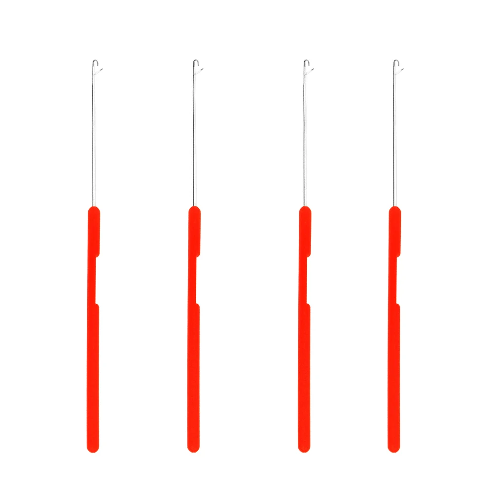 Micro Plastic Latch Crochet Hook Needle Red Color Handle For Braiding Hair Extension Weaving Dreadlocks Making Wig Sewing Tools crochet hooks hair extensions tool