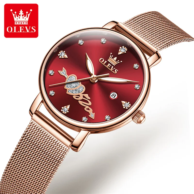 OLEVS Cupid's Arrow Women Luxury Brand Watch Mesh Belt Waterproof Women Wrist Watch Quartz Ladies Watches Female Reloj Mujer