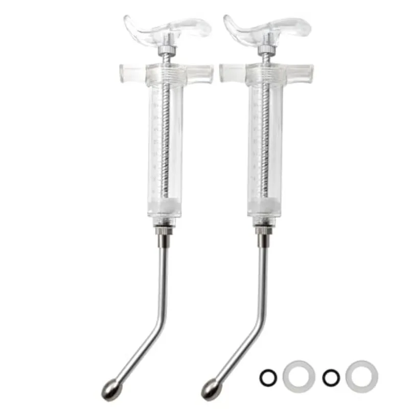 Zalaxt 2 Pcs Reusable Goats Syringe for Goat 2 Drench Nozzle Adjustable Dosage Drench Gun Syringe for Sheep (Clear 20ML)