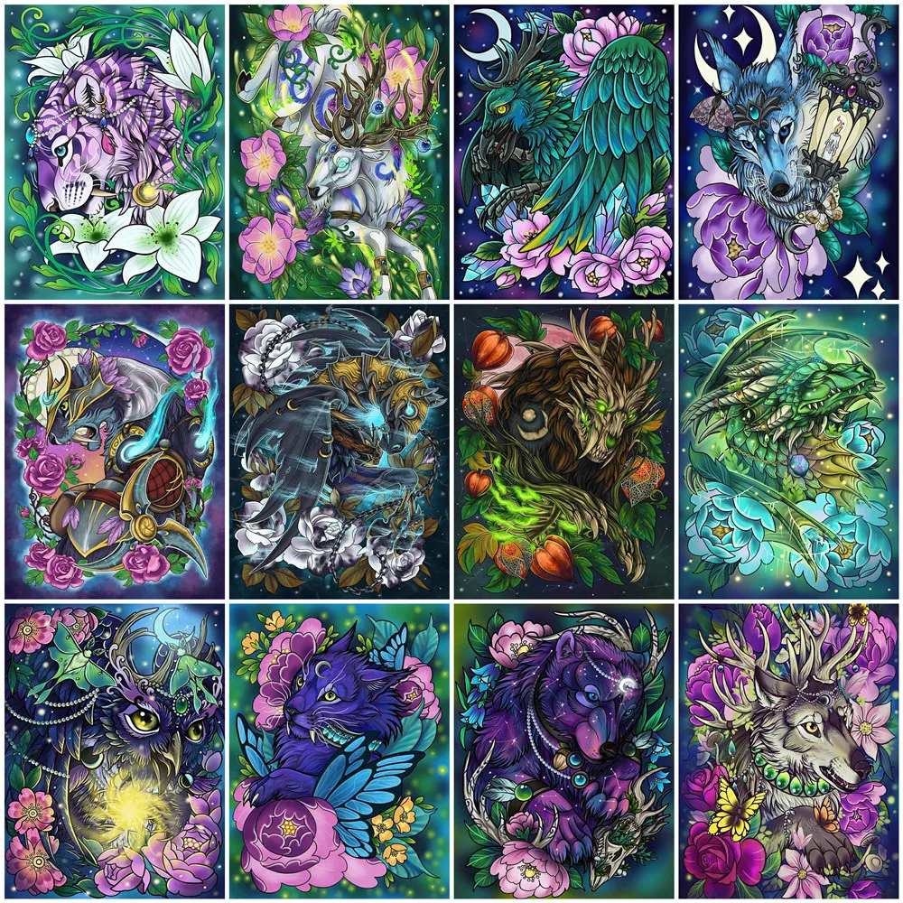 

5D Diamond Embroidery Tiger Owl Handicraft Diamond Painting Animals Flower Mosaic Rhinestones Cross Stitch Needlework Wall Decor