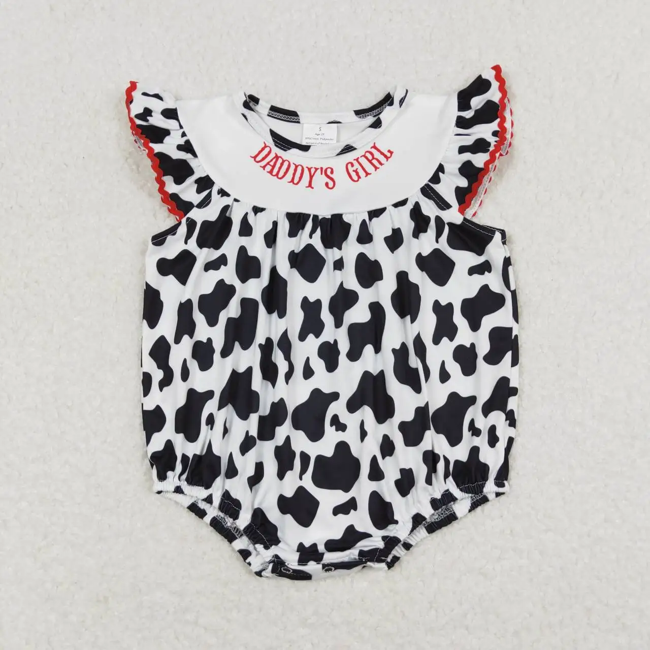 

SR1146 Baby Girls Summer Toddler Clothes Short Sleeve Cow Print Kids Boutique Romper