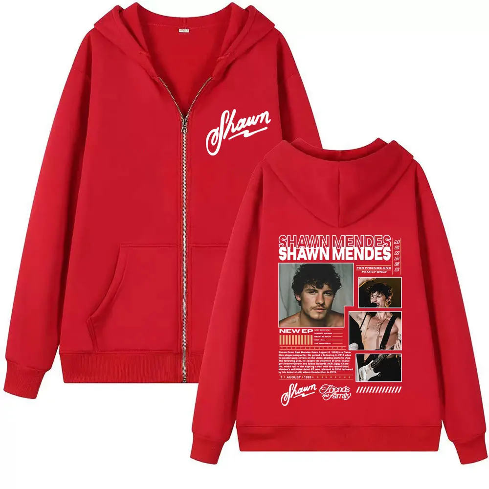 Singer Shawn Mendes Album Tour 2025 Graphic Zip Up Hoodies Men