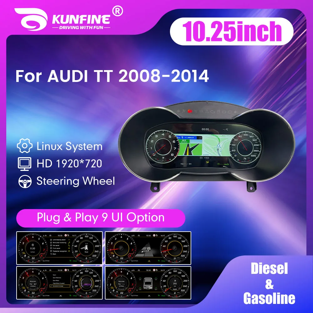 Lo último en panel de instrumentos Digital LCD para coche de 10,25 pulgadas para Audi TT 2008 2009 2010-2014, velocímetro, cabina Virtual 1