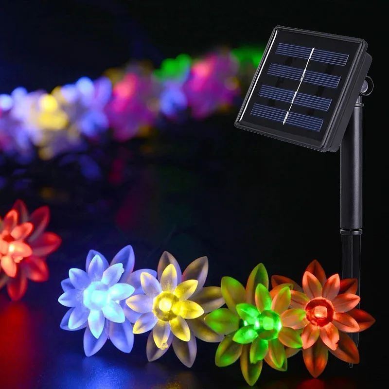Tanie Lotosowe lampy słoneczne String LED na zewnątrz wodoodporne kwiaty wiśni sklep