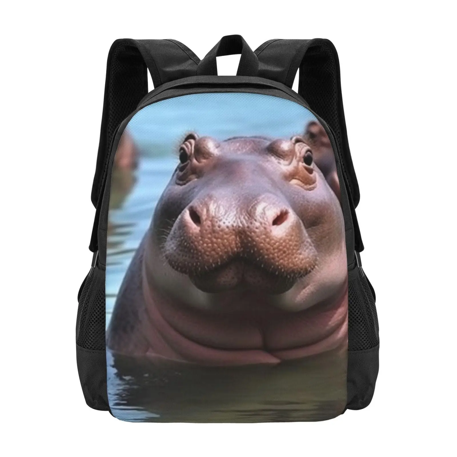 Cute Hippos Printed Large Backpack Travel Bag Daypack Laptop Multifunctional Backpack For Primary Students,Elementary Boys Girls