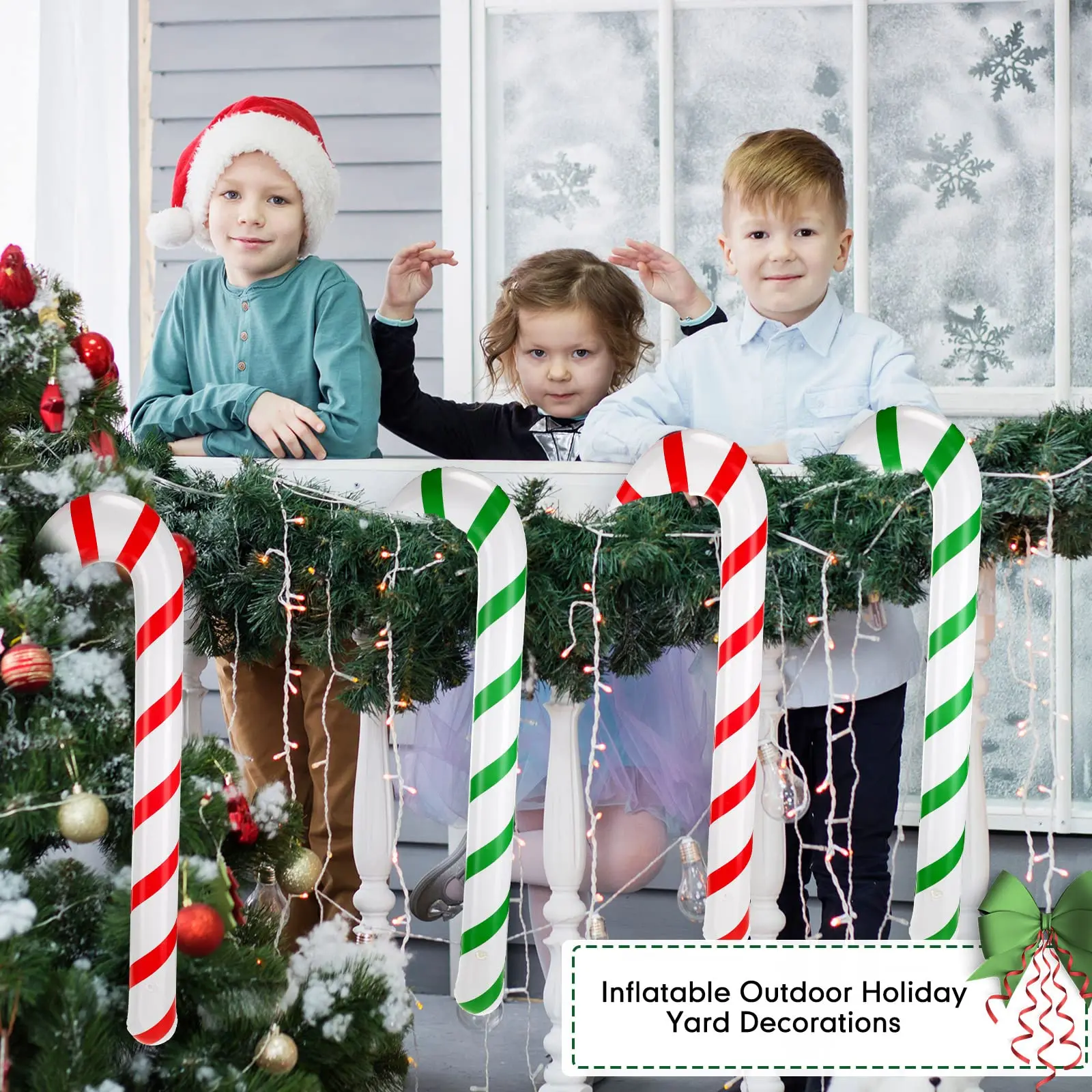12Pcs Christmas Inflatable Candy Canes Stick Balloons New Year Christmas Holiday Decorations Candy Canes Toy for Outdoor Party 5