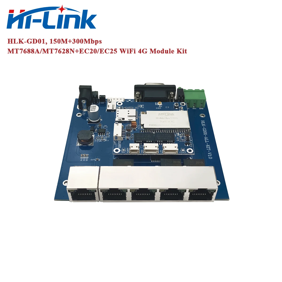 

Free Ship Hi-Link Openwrt MT7688A/7628N+EC20/EC25 4G LTE Router Module Kit with Test Board HLK-GD01