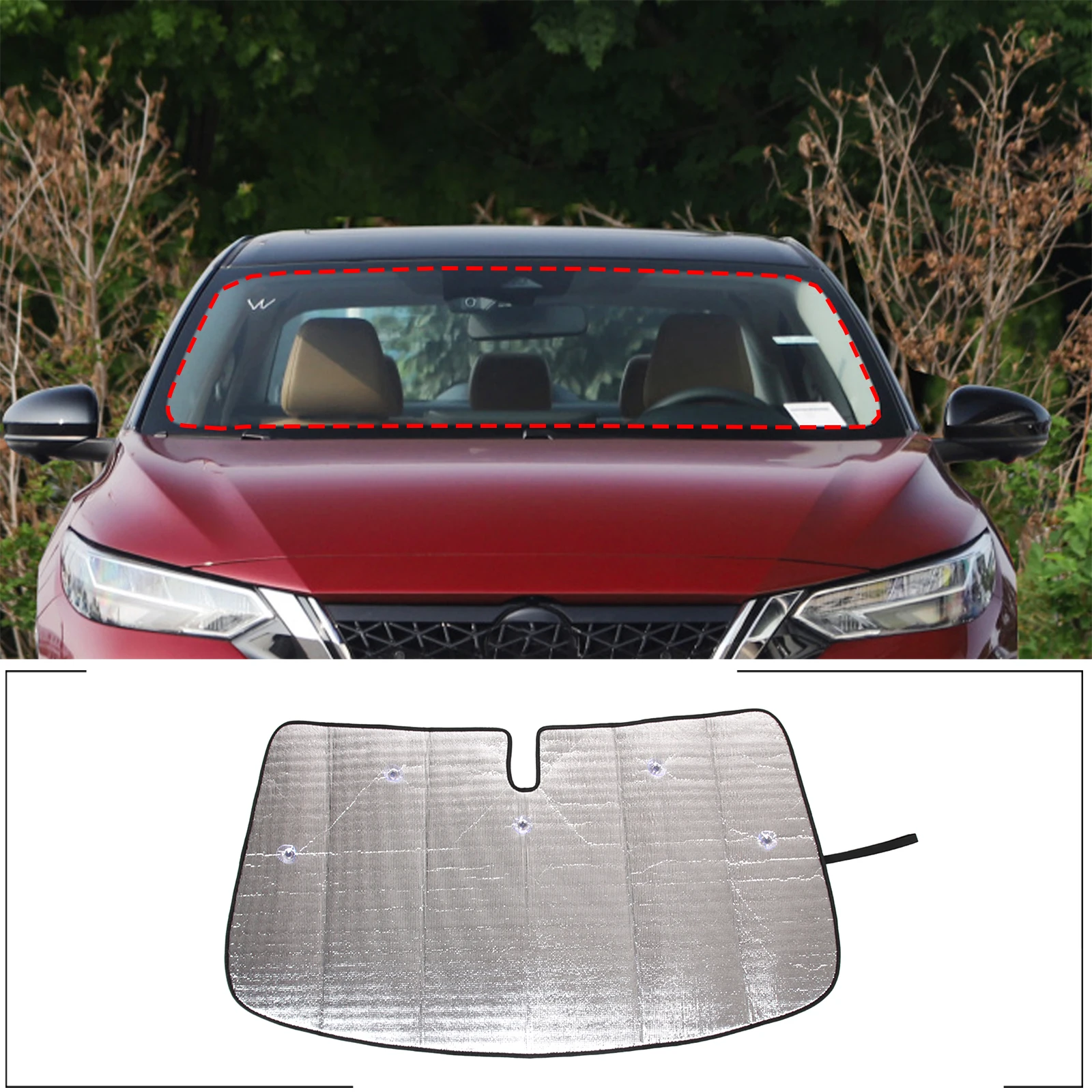 

For Nissan Sylphy 2022-2023 Aluminum Foil Silver Car Styling Car Front Glass Anti-ultraviolet Sunshade Car Interior Accessories