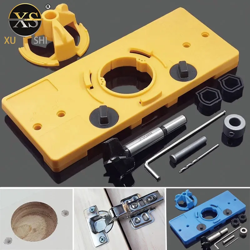 35MM Concealed Hole Positioning Hole Saw Woodworking Installation Cabinet Wardrobe Door Hinge Jig Fixed Drilling DIY Tool Guide concealed hinge drilling jig 35mm guide hinge hole drilling guide carpenter woodworking tool hole opener locator door cabinet