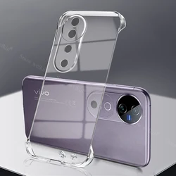 Frameless Slim Clear Transparent Hard Plastic Phone Case Cover for Vivo V27 Pro (Transparency)