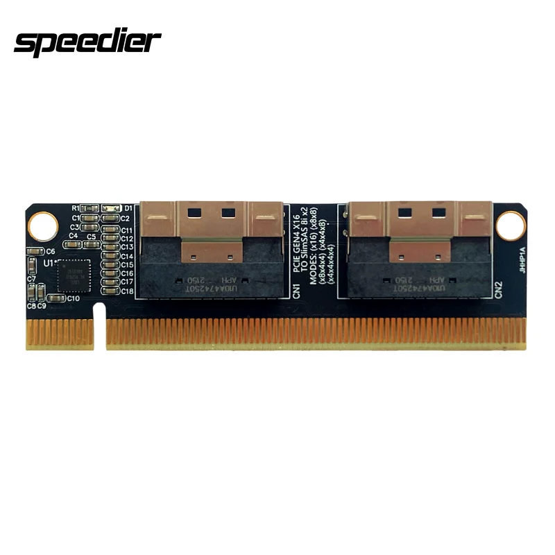 

PCIE 4.0 X16 To 4 Ports NVMe Expansion Card Gen4 16X To SlimSAS 8i X2 SFF8654 Graphics Card Solid State Drive SSD Adapter Board