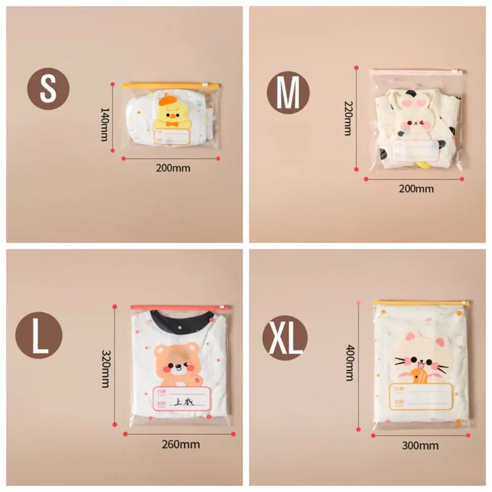 10PCS Cartoon Multi-size Storage Bag Portable Baby Clothes Storage Classified Sealed Bag Classified Organizer Bag Travel