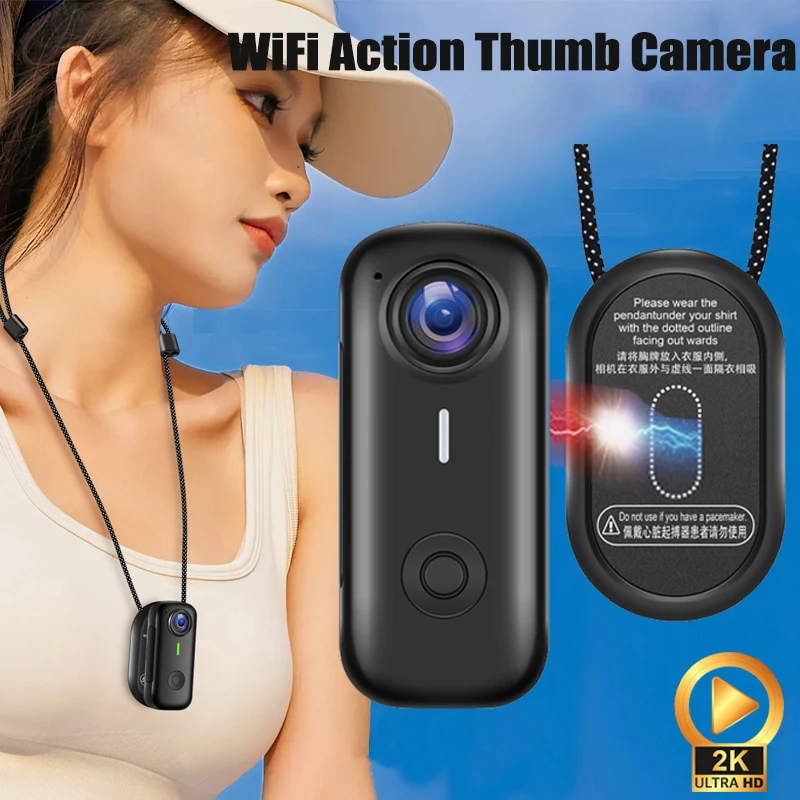 Magnetic Sports Camera 1080P HD Thumb Action Camera Pocket Outdoor Cycling Cam Recorder Video Vlog Magnetic Attraction Bracket
