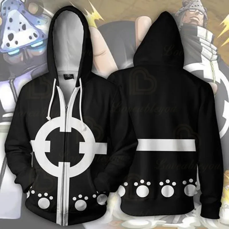 Anime One P Hoodies 3D Print Pullovers Sportswear Sweatshirts Luffy Ace Law Zoro Nami Nico Casual Tops Jacket Men