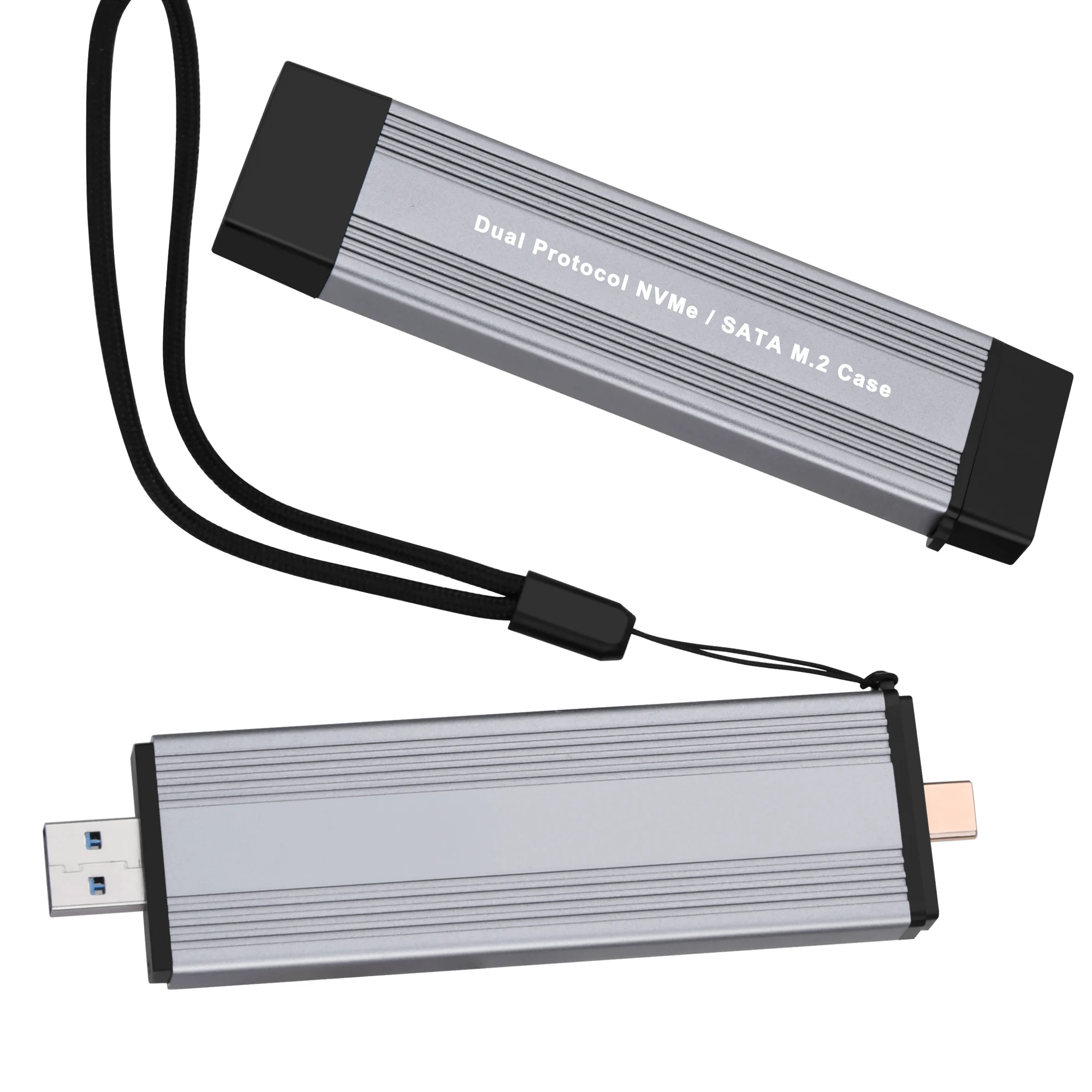 M2 SSD Case Dual Protocols SSD Case USB3.0/Type-C to M.2 NVME NGFF SATA Enclosure Adapter USB3.1 Gen2 USB C External Box
