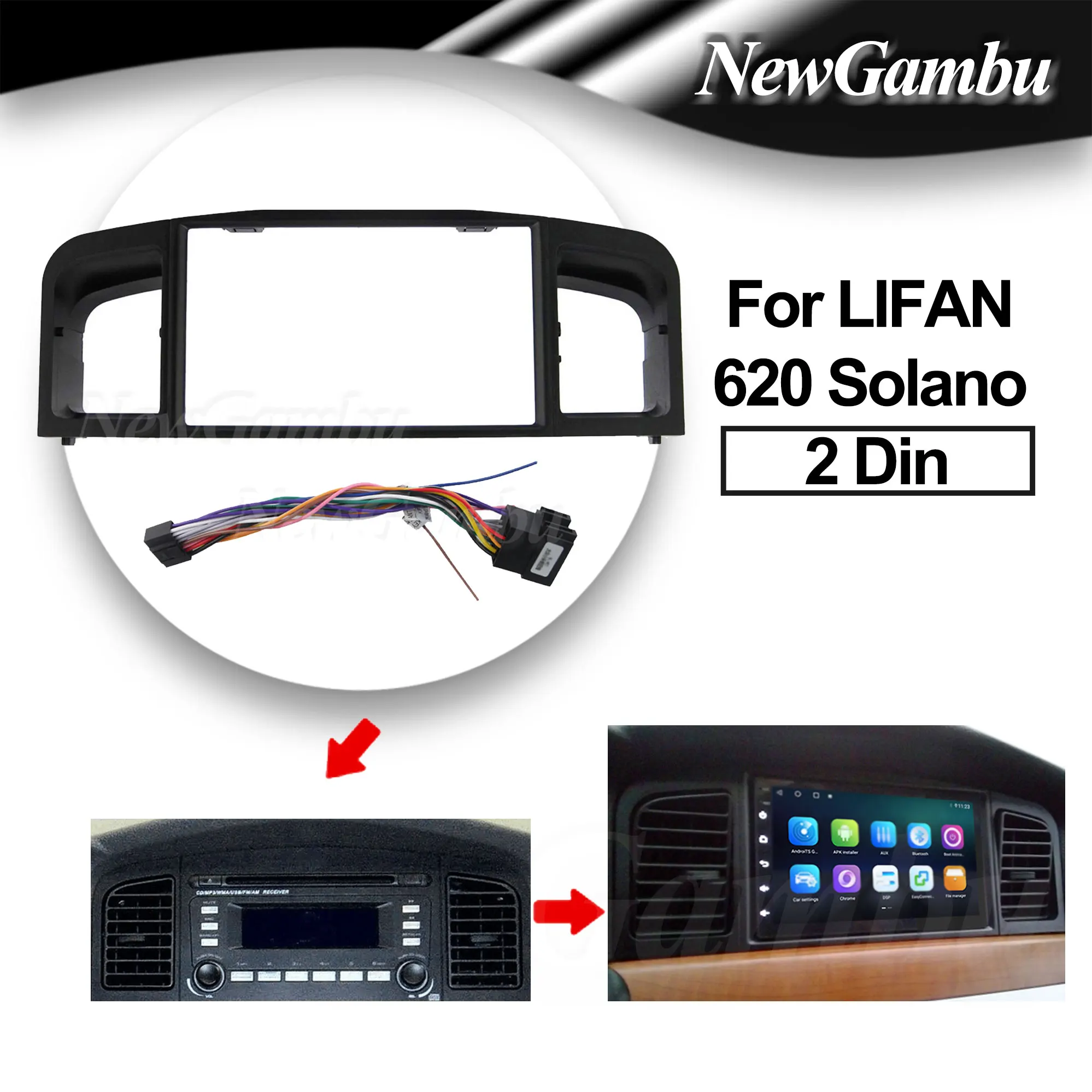 Newgambu Transition Frame Lifan Solano Per Lifan 620 Solano 2 Din 178*102 Dvd Fascia Android Dash Panel Trim Bezel Adapter Plate