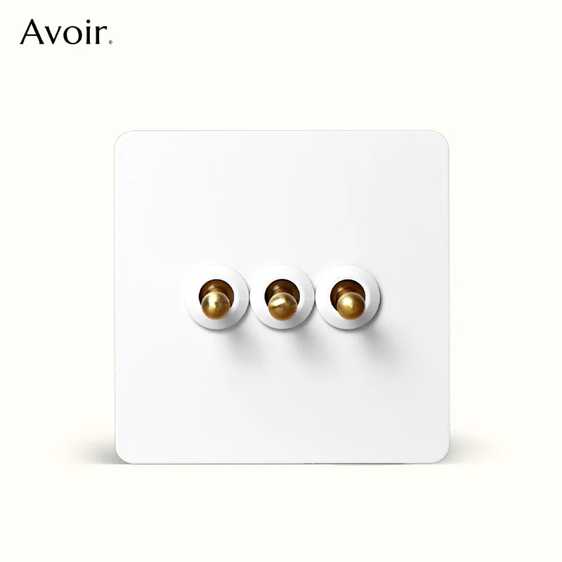 

Avoir White Toggle Light Switch 2 Way Wall Power Socket EU French UK Standard Outlets Type-C Charging Port Stainless Steel Panel