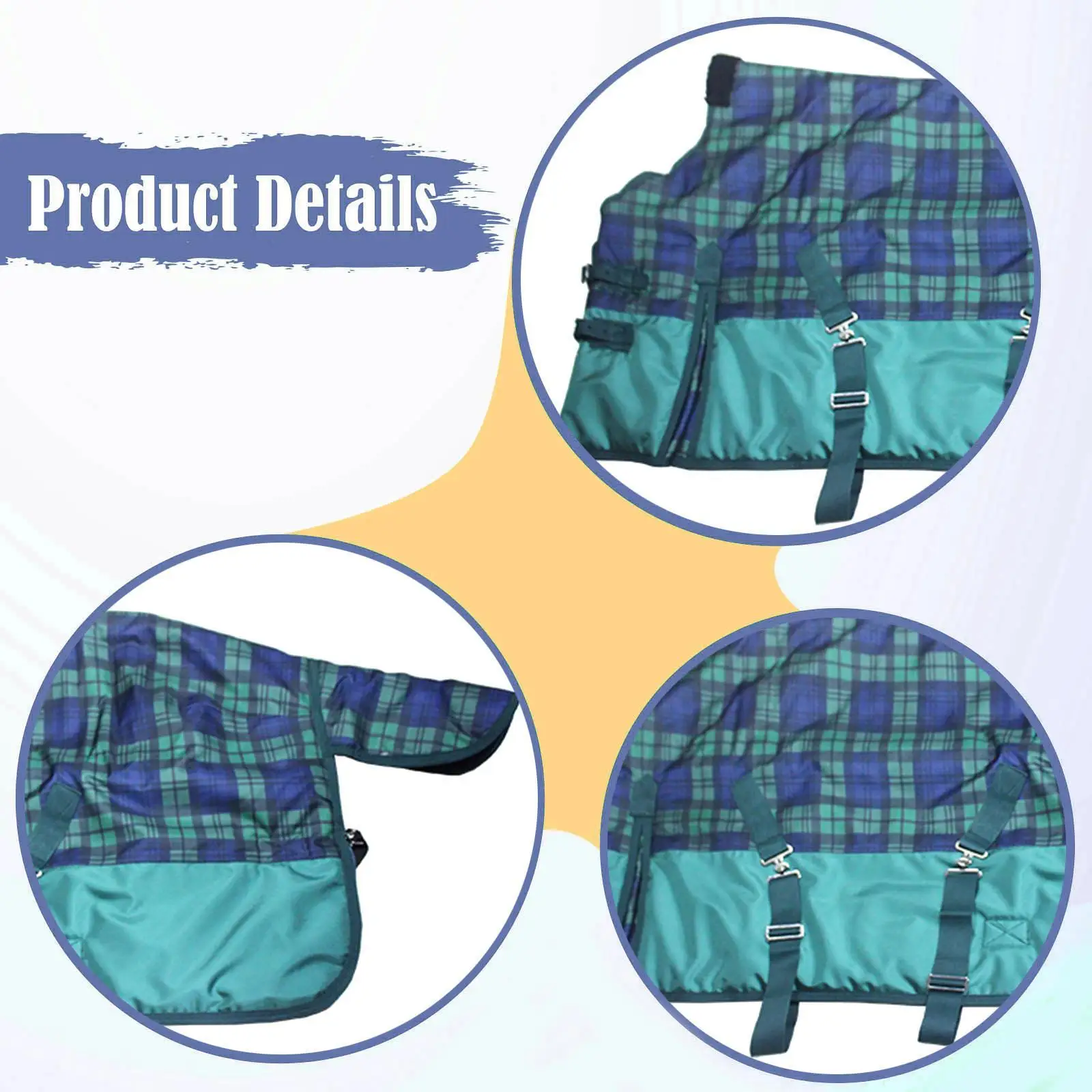 Winter Horse Blanket Easy to Install Breathable, Waterproof, Warm 1680D Oxford Cloth, Horse Sheet, Turnout Blanket, Belly Wrap