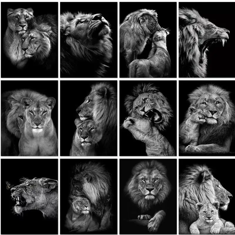 

GATYZTORY Painting By Number Lion Hand Painted Paintings Art Gift DIY Pictures By Numbers Animals Kits Drawing On Canvas Home De