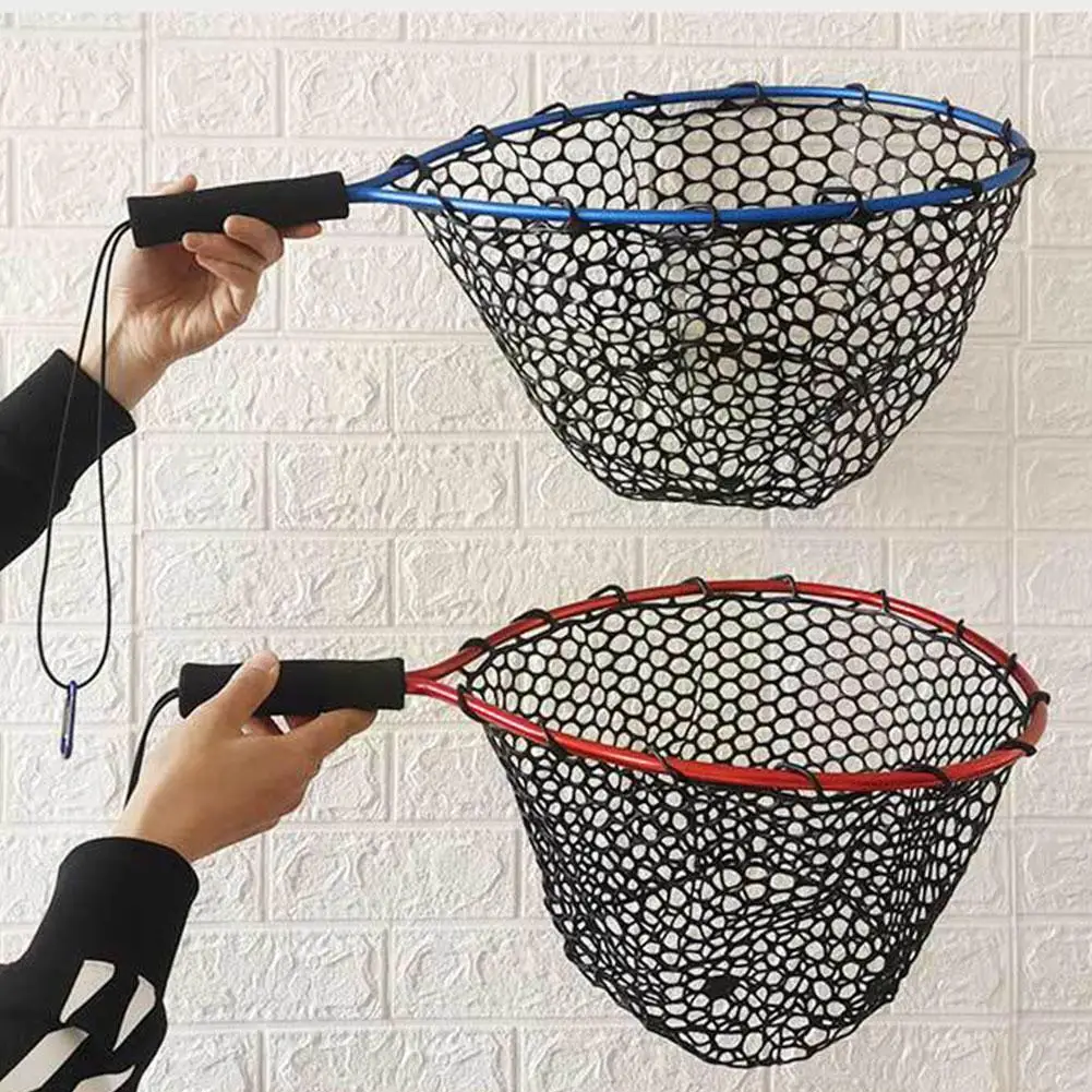 Épuisette De Pêche Pliable - Maille Silicone, Manche Alu, 74,5x28,5cm, Neuve