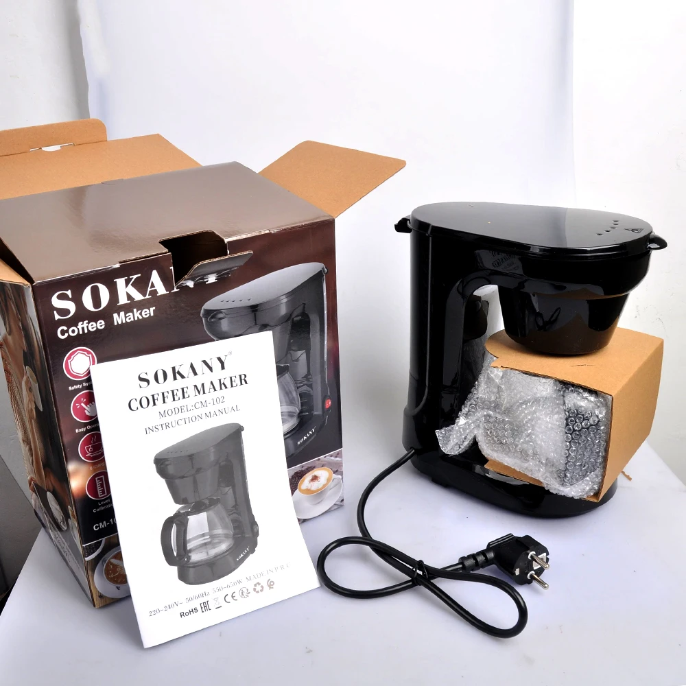 750ML Small Coffee Maker Compact Coffee Machine with Reusable Filter Warming Plate and Pot for Home and Office, coffee maker