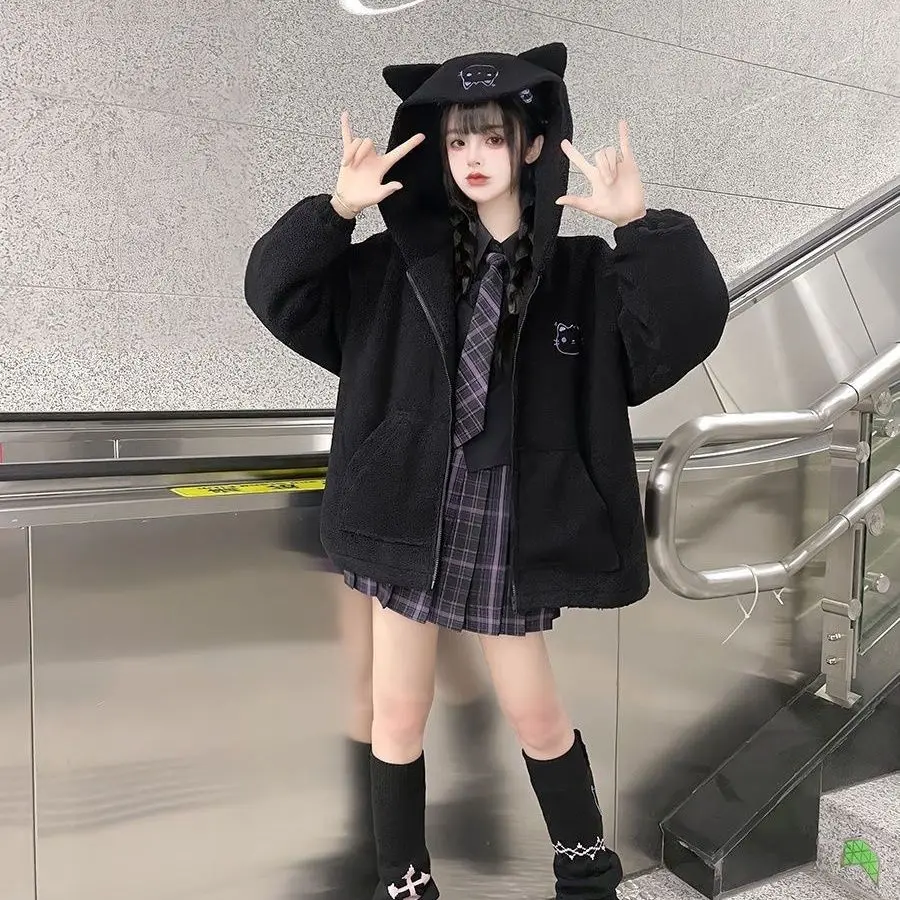 Inverno nuovo carino morbido ragazza orecchie di gatto felpe con