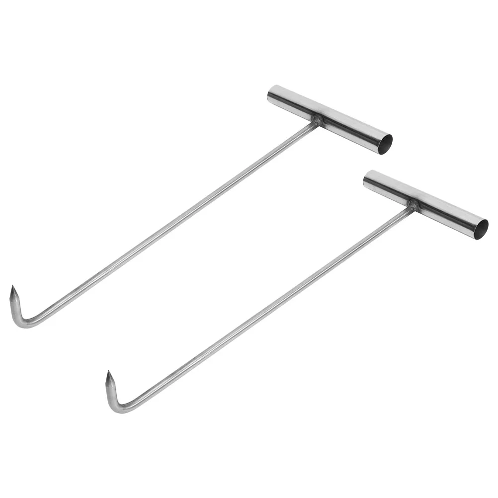 

2 Pcs T-hook Manhole Cover Lifter Tool Grill Grate Roll-up Door Home Tools Lifting Shape