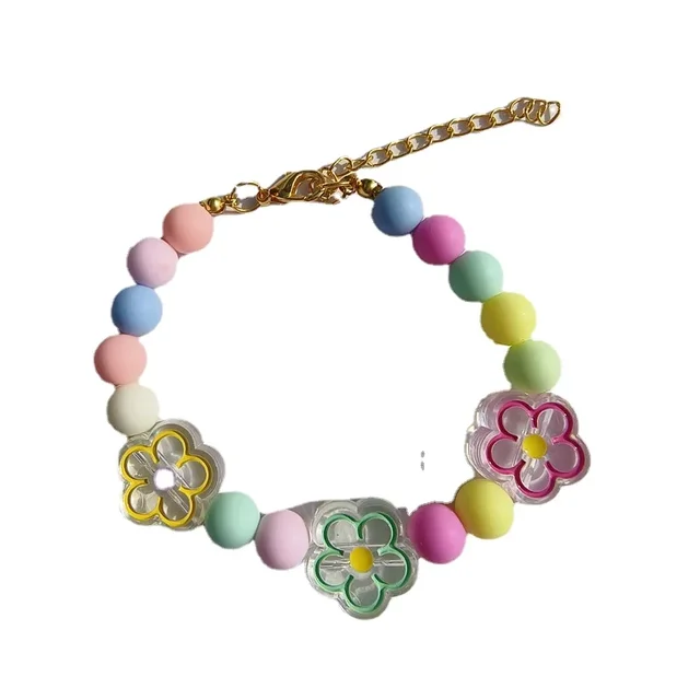 Macarons Color Cat Dog Necklace Cute Pearl Pet Birthday Collar with Pendant Adjustbale Kitten Puppy Pearl Grooming Pet Product 6