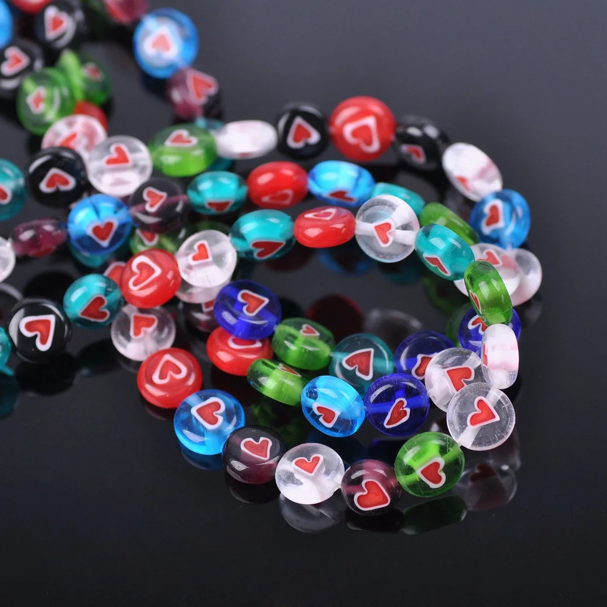 50pcs Random Mixed Heart Patterns Flat Round Shape 8mm Millefiori Glass Lampwork Loose Beads For Jewelry Making DIY Findings 50pcs 25pcs laser flat pocket holographic rainbow foil bag heat sealed bag for jewelry gift package courier storage cosmetic bag