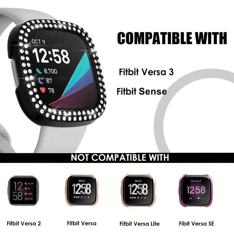 Sparkling Bling PC Bumper for Smartwatch - Premium Diamond Frame Cover & Lightweight Glitter Shell Accessory