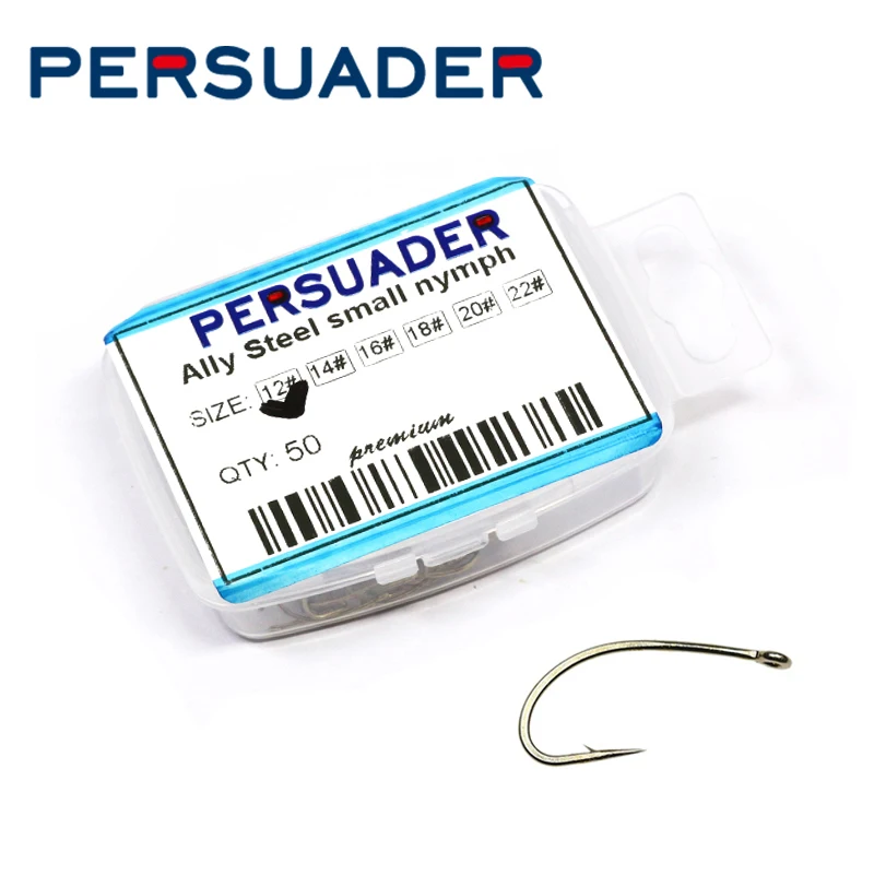 Sexader Hot 50Pcs Caddis Curvo In Scatola Emergers Fly Hook 6 Dimensioni Opzionali 22 #20 #18 #16 # Super Fine Wire Panfish Fly Fishing Hooks