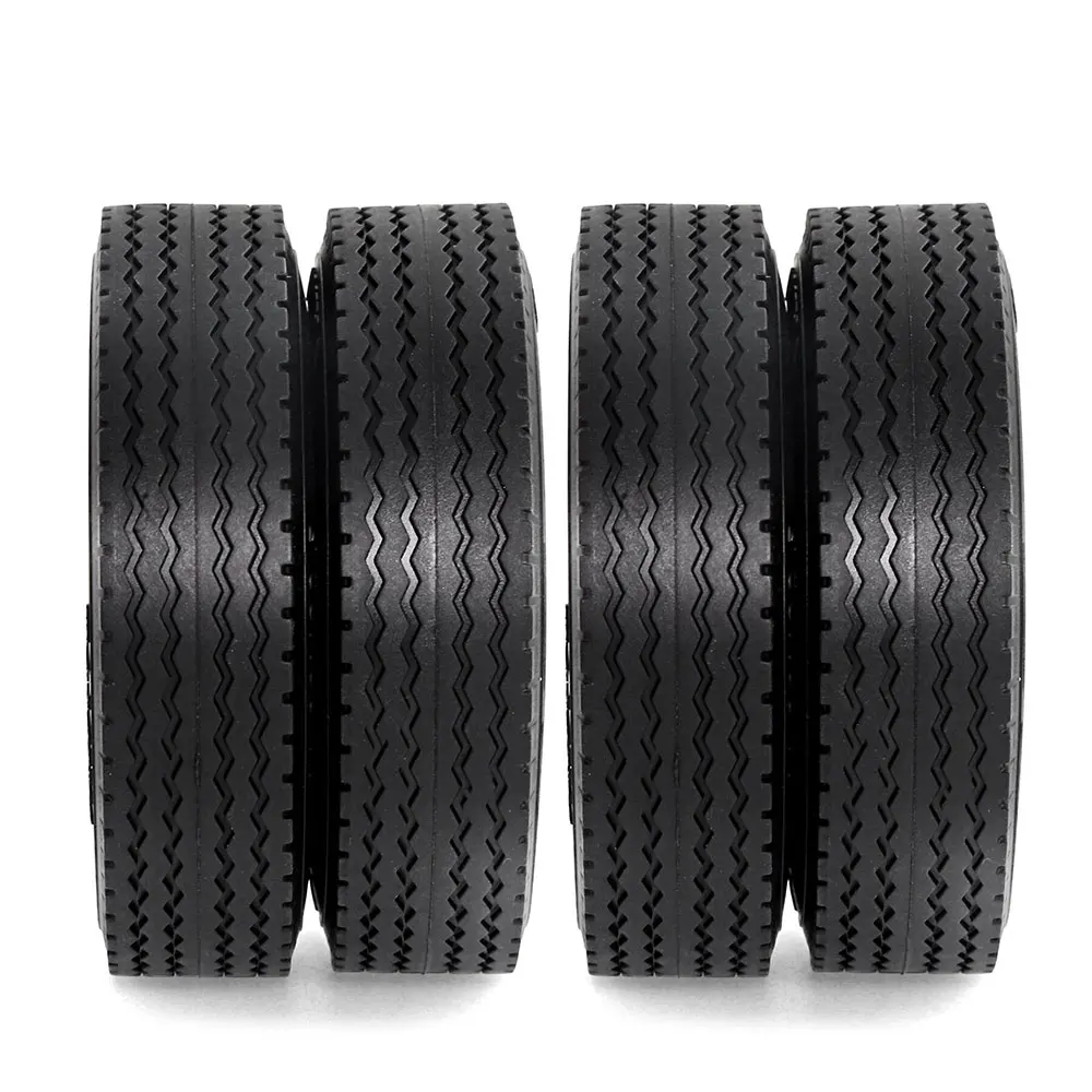 Front Metal Wheel Rims With Rubber Tires For 1/14 Tamiya Trailer & Tractor RC Trucks – Silver Finish