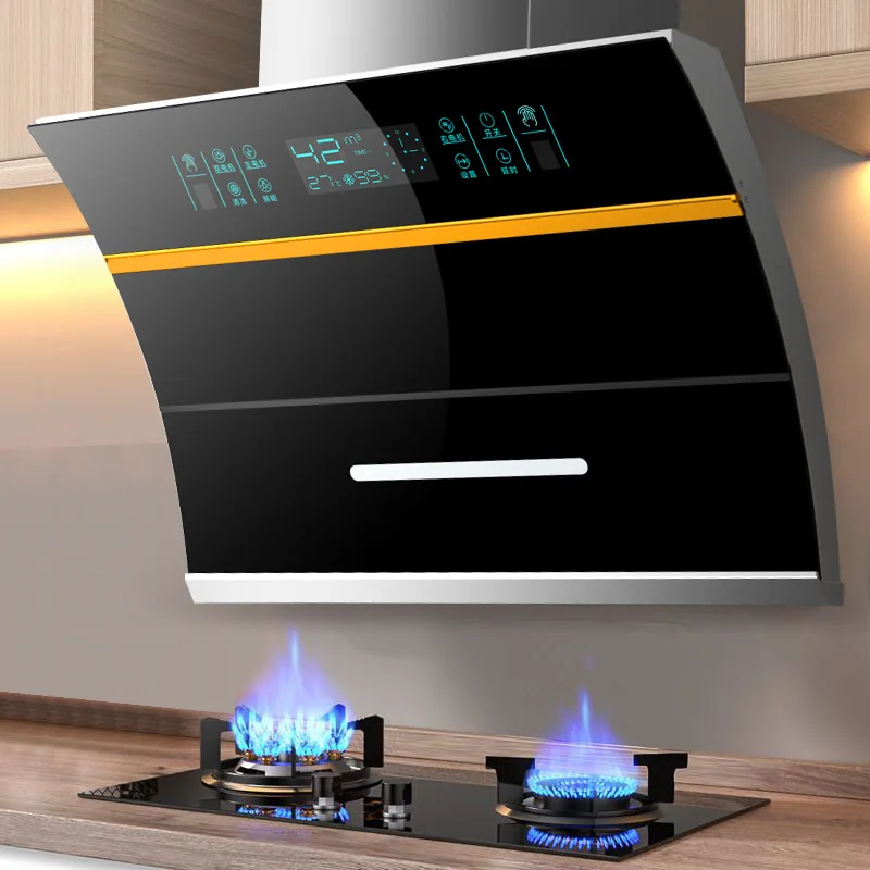 Kitchen Hood Range Kitchen Chimney Body Touch Large Screen Exhaust Fan Major Appliances Island Chimeneas Cooking Motor Smart 2