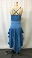 Women's Denim Retro Western Midi Flare Dress with Ruffle Skirt - Vintage Cowboy Style Fall Fashion, Stretch Comfort - Image 6