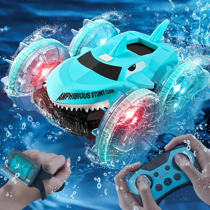 Shark Amphibious Remote Control Car Rc Stunt Car Double-Sided Flip Driving Drift Rc Cars Outdoor Toys for Boys Children Gift