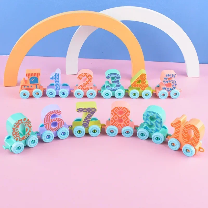 Colorful Toddler Digital Little Train Toys Children's Puzzle Block Assembly Interactive Toy 1-3y