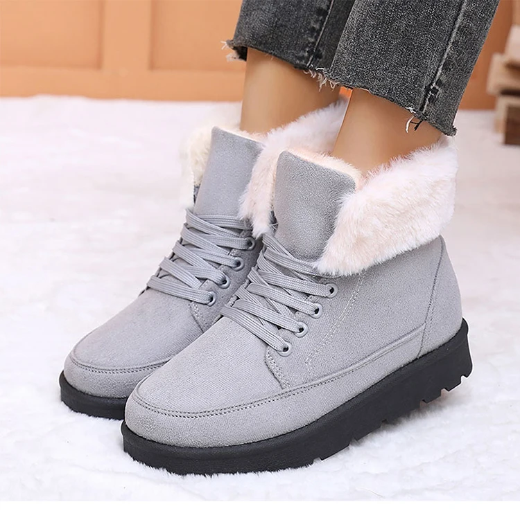 Women's Winter Snow Boots With Fur Lining And Low Heels_voghion.com