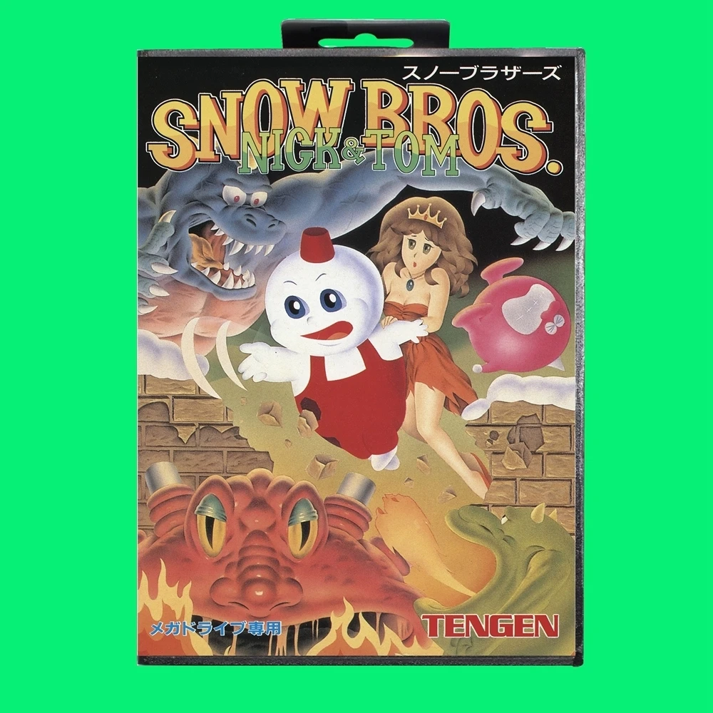 

Игровой картридж Snow Bros, 16 бит, игровая карта MD с чехлом JP, Розничная коробка для Sega Mega Drive