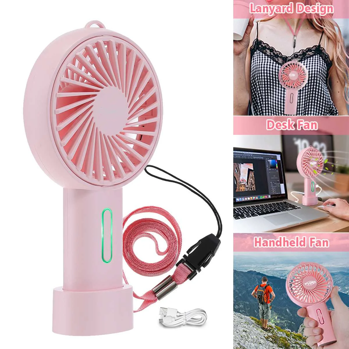 

Mini Handheld Fan 3 Gear Speed Usb Charging Fan Outdoor Desktop Office Mute Portable Handheld Fans 2000mAh Battery Electric Fan