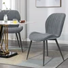 Dining Chair Set of 2, Upholstered Dining Room Chairs, Mid-Century Modern Armless Back Chair with Velvet Soft Seat Metal Legs, 2
