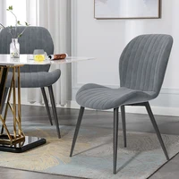 Dining Chair Set of 2, Upholstered Dining Room Chairs, Mid-Century Modern Armless Back Chair with Velvet Soft Seat Metal Legs, 2