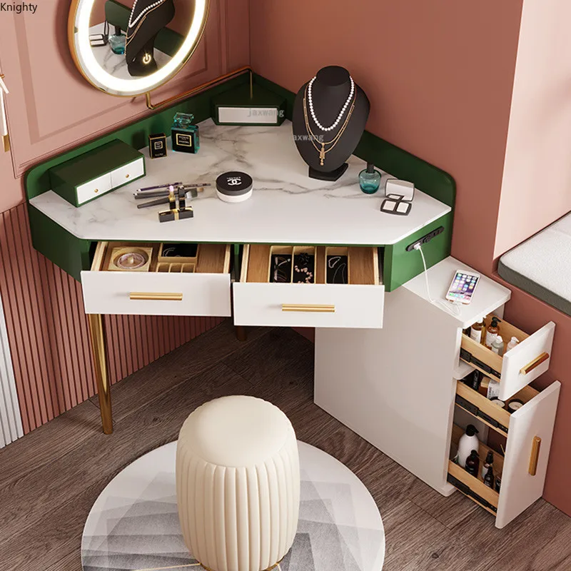 Nordic Corner Dressing Table Luxury Triangle Home Dressers Bedroom