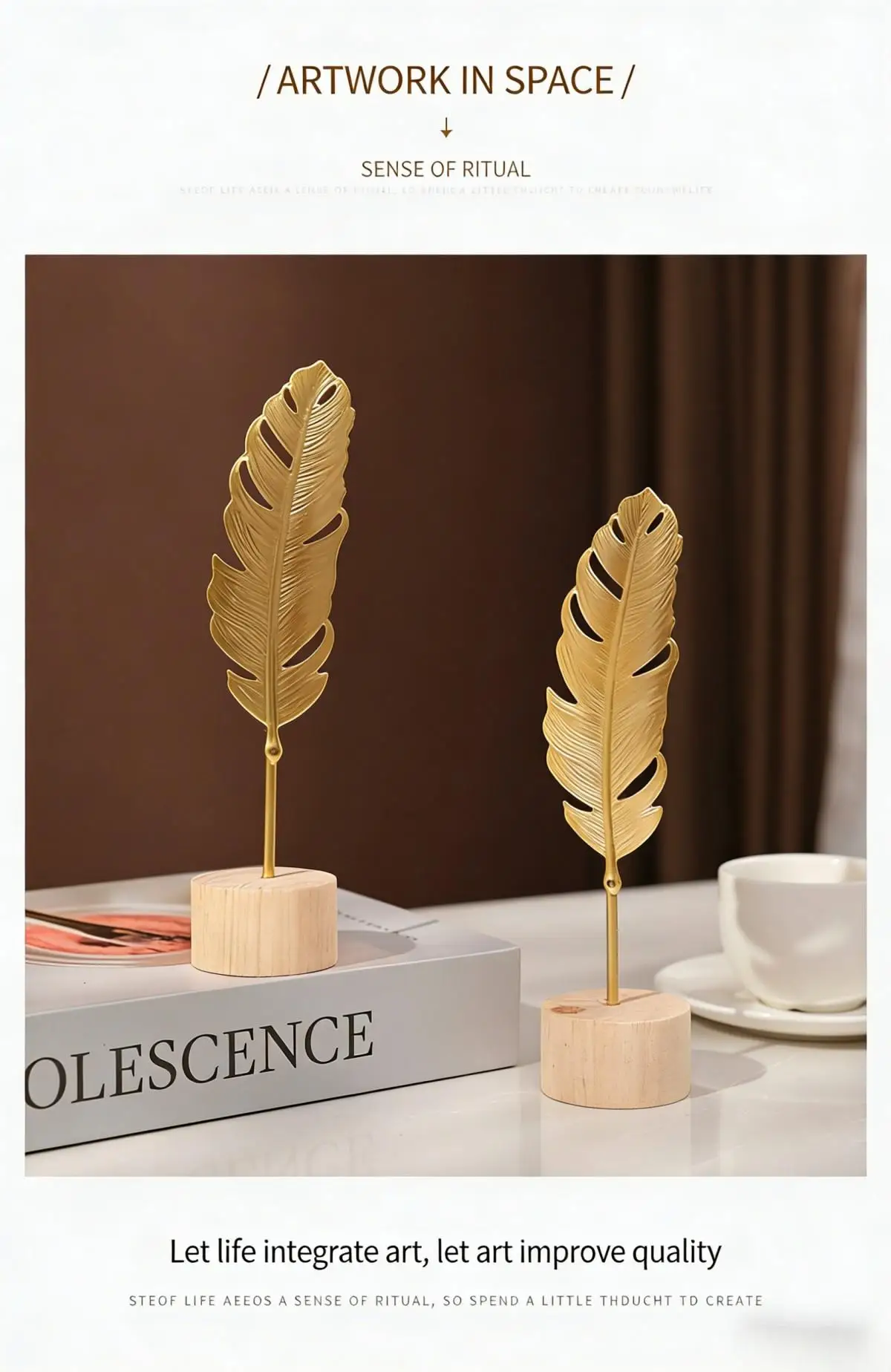Nordic Style Iron Ginkgo Leaf Ornament - Gold
