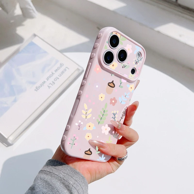 Spring Pastel Floral Shockproof Phone Case - Cute Girly Heart Design Back Cover