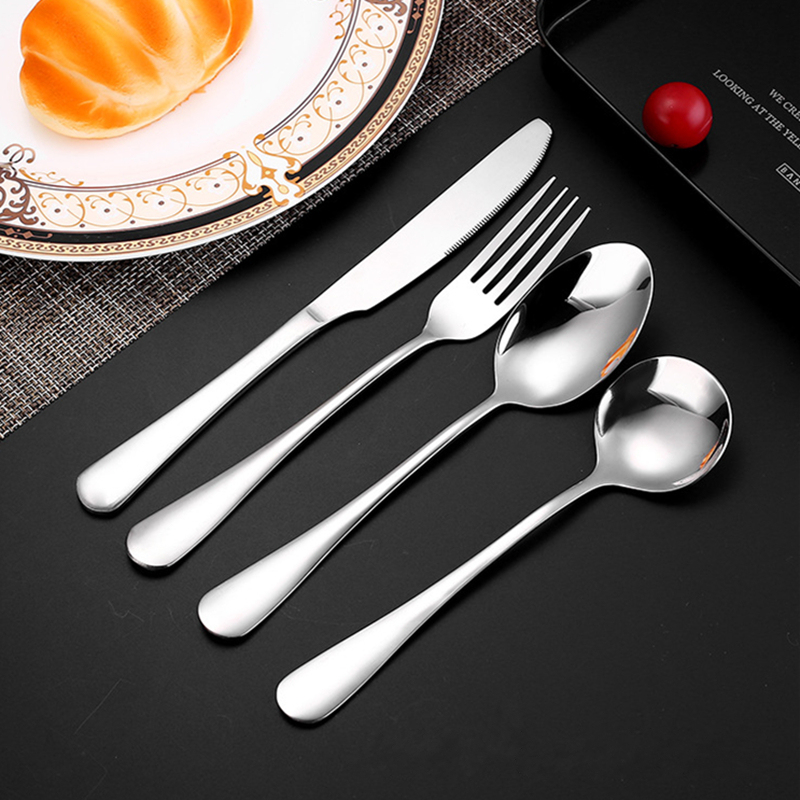 Stainless Steel Western Tableware Cutlery Steak Knife Table Forks Dessert Spoons Home Kitchen Utensils