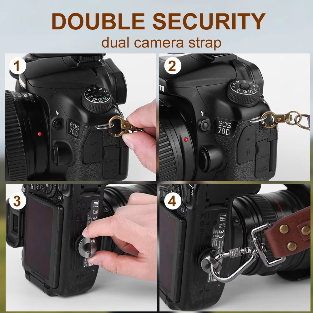 Dual Camera Strap Double Camera Harness Adjustable Leather Camera Straps Universal Camera Shoulder Strap for DSLR/SLR Cameras