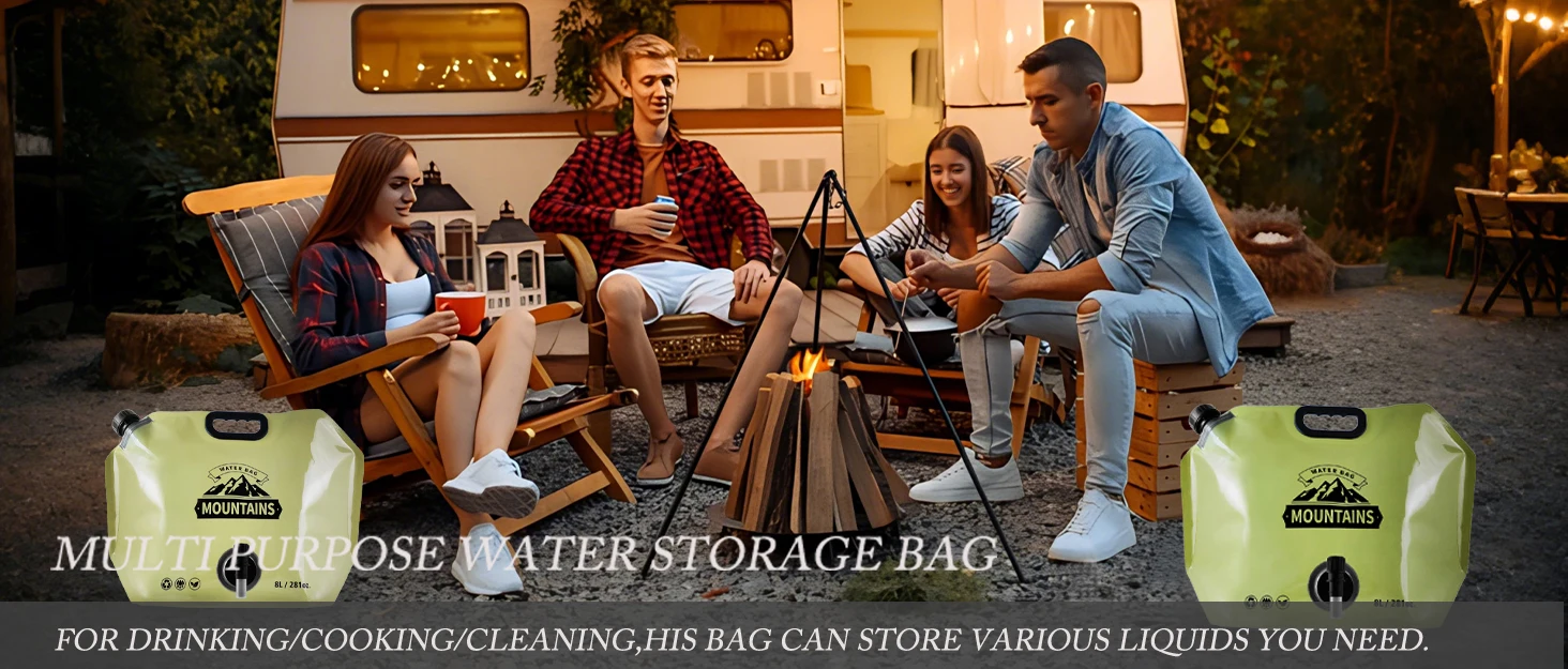 Outdoor Collapsible Water Storage Bag With Faucet Valve Plastic Water Bag 8-Liter 12 Outdoor Collapsible Water Storage Bag With Faucet Valve Plastic Water Bag 8-Liter