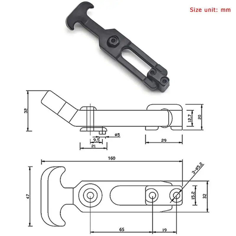 Flexible Rubber Hood Latch Elastic T-Handle Hood Catch Cooler Latches Draw Latches With Brackets Cabinet Lock Safety Locks