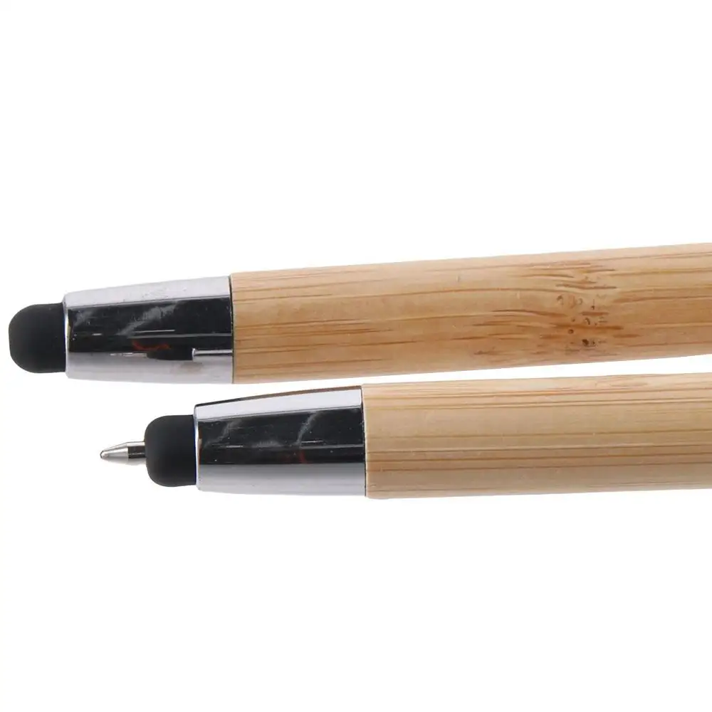 Eco-Friendly 2-in-1 Bamboo Ballpoint & Stylus Pen with Black Ink